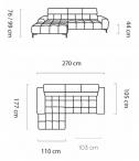 Granatowy narożnik z wysuwanym siedziskiem Plaza Mini 270x177cm Solar 79 lewy