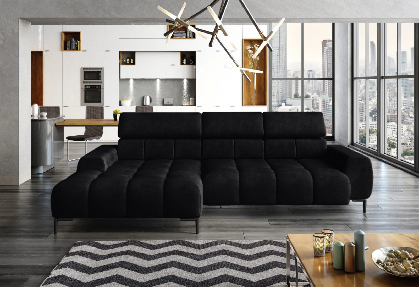 Plaza Mini w czarnej tkaninie Solar 99