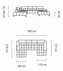 Plaza XL w kształcie u szara Solar 80 lewa