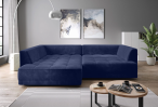 Granatowy welurowy narożnik z regulacją głebokości siedziska Tiga 286x207cm - Riviera 81
