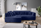 Granatowy welurowy narożnik z regulacją głebokości siedziska Tiga 286x207cm - Riviera 81