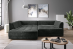 Ciemnoszary lewy narożnik Tiga z elektrycznie wysuwanym siedziskiem 286x207cm Riviera 96
