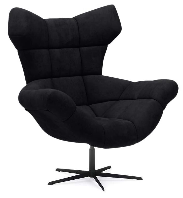 Sensi pikowany fotel w czarnym welurze Solar 99