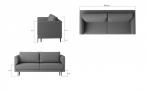 Mała kanapa Revi 215x98 ciemnoszara