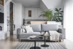 Szara sofa rozkładana na nóżkach 260x95 cm