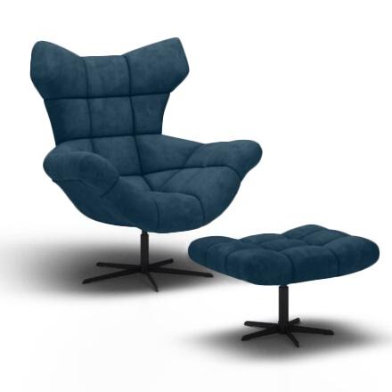 granatowy wygodny fotel z podnóżkiem Sensi