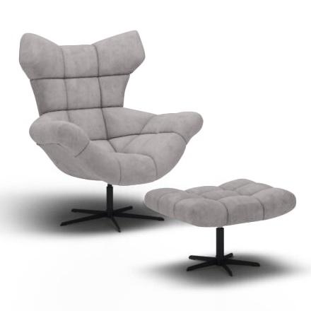 Sensi pikowany fotel z podnóżkiem w tkaninie Solar 80