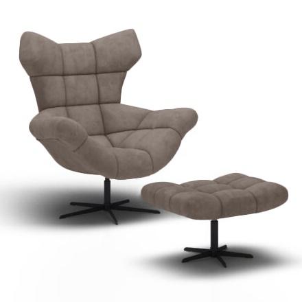 Sensi pikowany fotel z podnóżkiem w kolorze cappuccino Solar 16