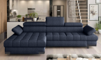 Granatowy narożnik z funkcją spania Selva Mini 270x173cm lewy