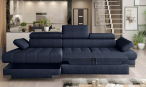 Granatowy narożnik z funkcją spania Selva Mini 270x173cm lewy