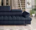 Granatowy narożnik z funkcją spania Selva Mini 270x173cm lewy