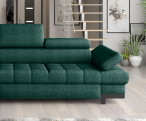 Zielony narożnik Selva Mini rozkładany 270x173cm lewy