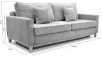 Sofa Aris szara sztruksowa 214x104cm