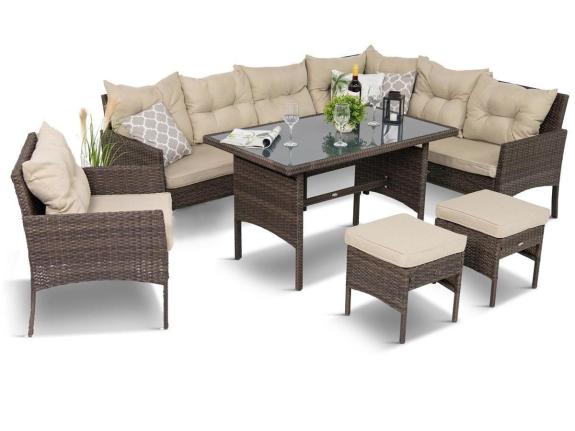 Záhradný ratanový set Gardinetta Perata Corner Brown + 1 kreslo