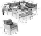 Narożnik technorattan 10 miejsc ze stołem obiadowym Perata Corner Plus Brown