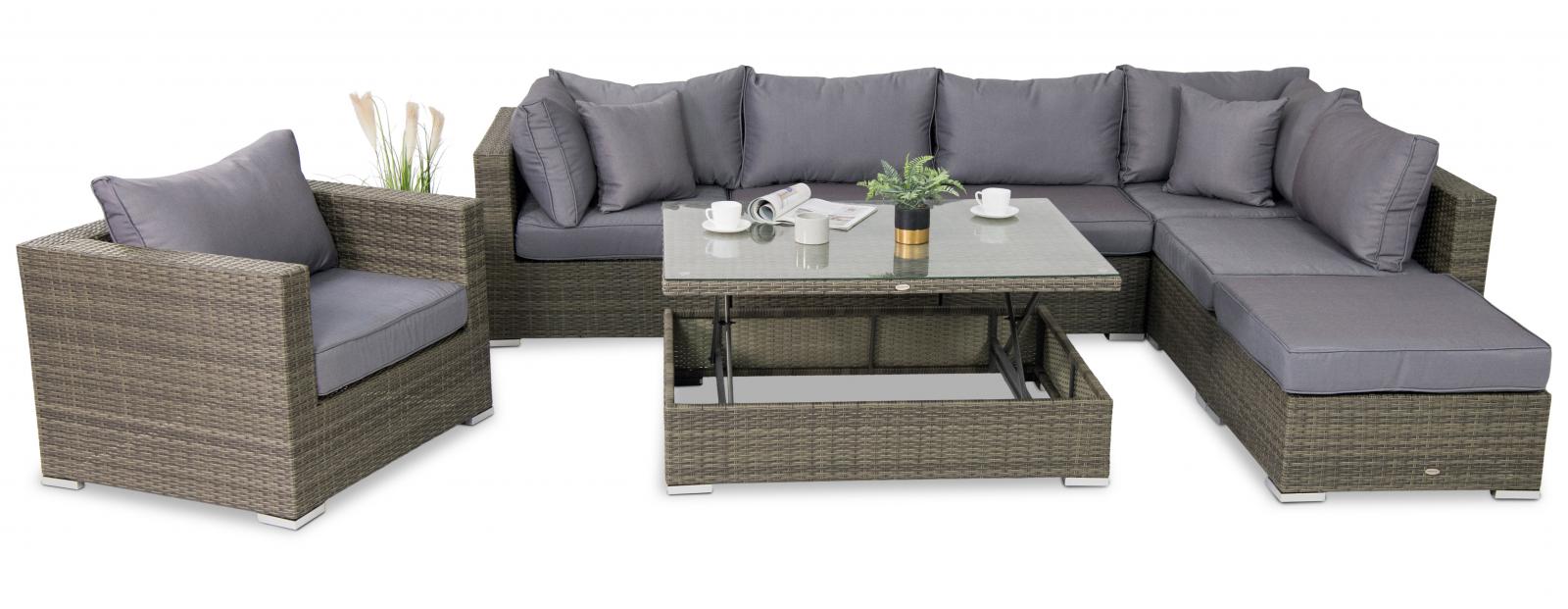 meble ogrodowe wypoczynkowe z szarego technorattanu