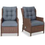 Dwa regulowane fotele technorattanowe Laritto - Brown - 2szt