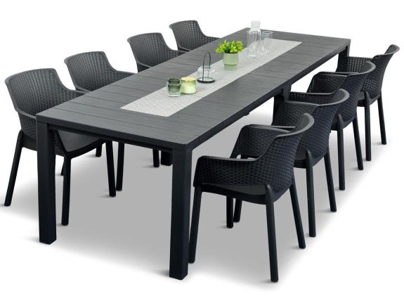 Záhradný nábytok EJD stoličky a stôl 8+1 grafitové