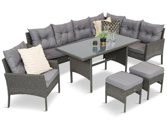 Set gradina ratan cu colțar cu unul fotel Perata Antracite