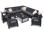 Set mobilier gradina/terasa Relly VIII cu 3 fotolii, coltar 7 locuri + masuta, perne incluse, gri - grafit