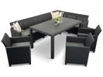 Set mobilier gradina Nedler VIII 3 fotolii, cu coltar, pentru 10 persoane, plastic, gri
