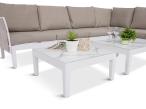 Szary narożnik ogrodowy rope style 283x218cm z fotelem Tussen Sju - Off White / Light Grey
