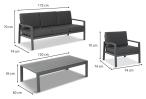 Meble ogrodowe aluminiowe z sofą 173cm Famolo Antracyt