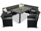 Set mobilier de grădină 11 locuri, cu coltar, perne, plastic, Nedler VIII - gri