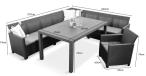Set mobilier de grădină 11 locuri, cu coltar, perne, plastic, Nedler VIII - gri - wymiary