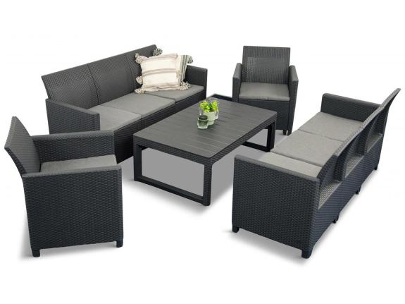 Set mobilier gradină KFLM8, 8 locuri, cu măsă cu înălțime reglabilă, Gri