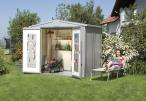 Domek ogrodowy metalowy Europa 4 Biohort 244x228cm kwarcowy szary