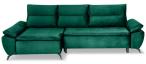 Zielony narożnik Milton rozkładany z regulowanymi podłokietnikami 285x152cm - lewy
