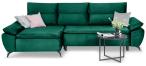 Zielony narożnik Milton rozkładany z regulowanymi podłokietnikami 285x152cm - lewy