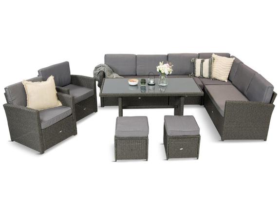 Set grădină/terasă Technorattan modular cu două fotolii Cofete Antracite