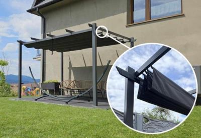 pergola tarasowa z materiałowym dachem 3x3