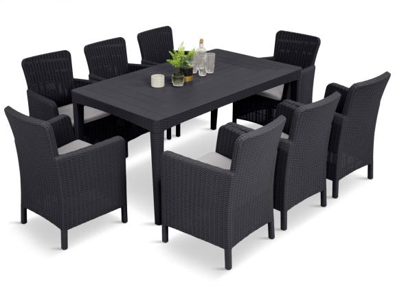 Zahradní sestava TG8 Furnivo v grafitové barvě stůl + 8 židlí