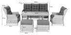 Meble technorattan z funkcją relax Laritto Dining - Grey