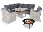 Narożnik tarasowy 207x207cm ze stołem obiadowym 95x95cm i fotelami Novici - Creme