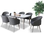 Szary zestaw obiadowy na taras na 6 osób Cioso Dining 6+1 - Grey