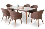 Zestaw ogrodowy ze stołem obiadowym technorattan Cioso Dining 6+1 - Brown