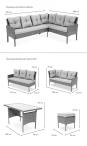 Narożnik z technorattanu 190x140cm z wysokim stołem i 3 pufami Torino Corner Anthracite