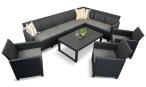 Zestaw ogrodowy dla 10 osób z narożnikiem 172 x 222cm, stolikiem podnoszonym i trzema fotelami - grafitowy