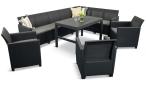 Zestaw ogrodowy dla 10 osób z narożnikiem 172 x 222cm, stolikiem podnoszonym i trzema fotelami - grafitowy
