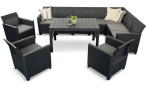Zestaw ogrodowy dla 10 osób z narożnikiem 172 x 222cm, stolikiem podnoszonym i trzema fotelami - grafitowy