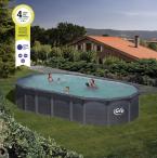 Basen ogrodowy stalowy GRE CAPRI 730x375x132cm grafitowy KITPROV7388GF