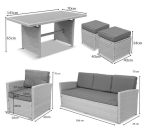 Zestaw mebli obiadowych z technorattanu Cofete Dining – Grey