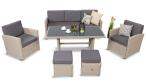 Zestaw mebli obiadowych z technorattanu Cofete Dining – Grey