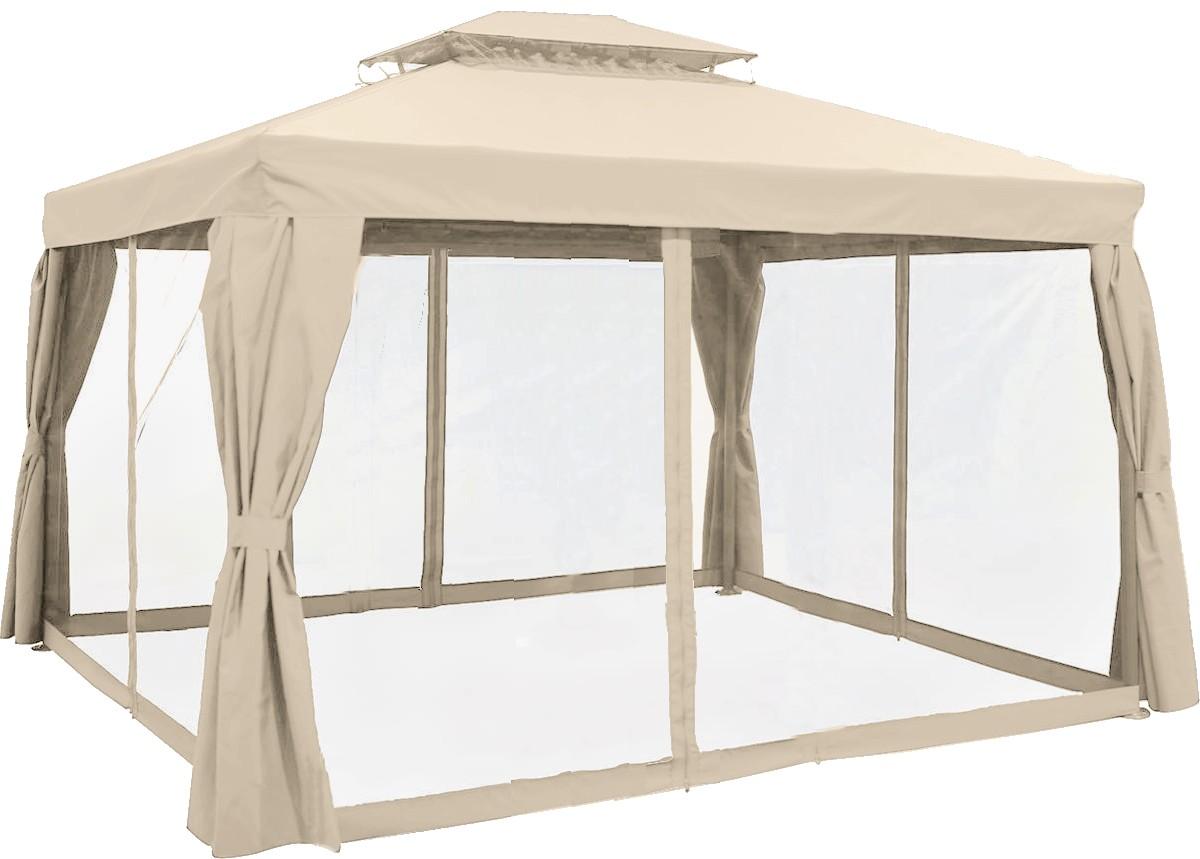 Pawilon ogrodowy z zasłonami