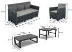 Set mobilier gradina Furnivo K3L, pentru 5 persoane, plastic, gri - wymiary