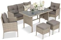OUTLET - Szare meble ogrodowe technorattan ze stołem obiadowym i sofą Torino Dining